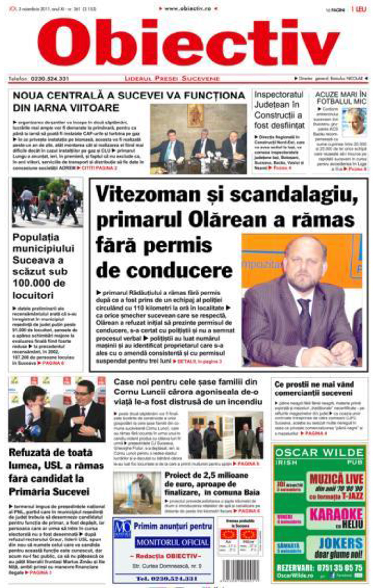 Publică anunț de mică publicitate în ziarul Obiectiv Suceava